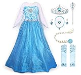 JerrisApparel Prinzessin Kostüm Karneval Verkleidung Party Kleid (120, Blau mit Zubehör)