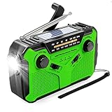 Solar Radio, AM/FM Tragbar Kurbelradio Dynamo Notfallradio mit 4000mAh Wiederaufladbare Batterie, Led Taschenlampe, SOS-Alarm für Camping, Ourdoor, Notfall (002)