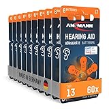 ANSMANN Hörgerätebatterien 13 mit gut greifbarer Schutzfolie (Orange 60 Stück im Spar Paket) Typ 13 P13 PR48 ZL2 Made in Germany- Zink Luft 1,4V - Batterie für Hörgeräte, Hörhilfen