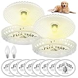 AVCXEC Flohfalle, 2 Stück Flohfalle für Wohnung, Flohlichtfalle für Flöhe, Fliegen, Mücken, Bettwanzen, Floh Lampe Trap mit 8 Fangaufklebern, Ungiftig Geruchloser, für Küche, Schlafzimmer, Wohnzimmer