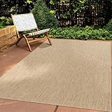 Taracarpet In & Outdoor Teppich Wetterfest Wohnzimmer Balkon Küchenteppich Terrassenteppich Flachgewebe Sisaloptik Meliert Einfarbig Natur beige 120x160 cm