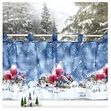 heimtexland ® Scheibengardine Weihnachten Dekoration Fenster-Deko Küchen Gardine 45x120 cm Typ651 (Kerzen 2)