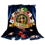 Casino Nachtspiele Würfel Spielkarten Symbole Fleece Überwurf Decke für Couch Leicht Plüsch Fuzzy