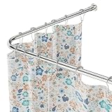 WELDUN L-Form Duschvorhangstange, verstellbar 68–96 cm × 68–96 cm, Edelstahl-Eck-Duschstange, wasserdicht und rostfrei, 90 Grad Gardinenstange, inklusive 12 Ringen, Schrauben Set