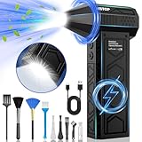 HSTOP Elektrische Staubgebläse mit Taschenlampe,180000 U/min Wiederaufladbar Staubgebläse (10000 mAh), Mehrzweck-Jet-Lüfter, 4-Gang-Hochgeschwindigkeits-Druckluft, Mini-Gebläse mit Zusatzbeleuchtung