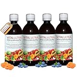 Vital Ultra – 4x480 ml – Mikronährstoffkonzentrat mit Vitaminen, Mineralien, Spurenelementen, Pflanzenstoffen und Omega-3-Fettsäuren - flüssiges Lebensmittel aus über 70 Zutaten - bis zu 240 Portionen
