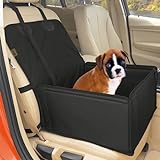 Extra Stabiler Hunde Autositz - Hochwertiger Auto Hundesitz für kleine bis mittlere Hunde - Verstärkte Wände und 3 Gurte - Wasserdichter Hundeautositz für Rück- und Vordersitz (Schwarz)