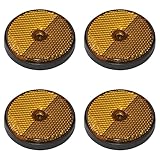 4X Rückstrahler Orange Rund Ø 60mm | E4-Geprüfte Reflektoren für Anhänger, LKW, PKW, Wohnwagen & Traktoren | Katzenauge Reflektor mit Schraubloch Ø 5mm | 4er Pack