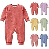 Baby Mädchen Jungen Schlafstrampler Langarm Warm Strampler Neugeborene Schlafanzug mit Knöpfen Schlafoverall Einfarbig Baumwolle Pyjama Gefütterte Ohne Füße (Green, 0-3 Months)