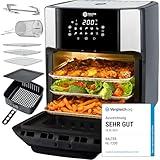 Balter Heißluftfritteuse HL-1200, Friteuse, 12 Liter, Mini Backofen, Dörrautomat Funktion, LCD Display, 10 Programme, inkl. Rezeptheft und Zubehör