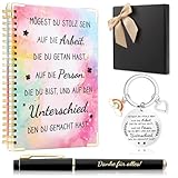 Echehi Abschiedsgeschenk Kollegin, Geschenke Für Freundin Mit A5 Notizbuch, Danke Schlüsselanhänger, Stift, Geschenkbox, Aufmunterung Geschenke