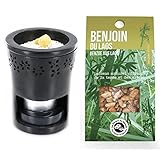 Duftlampe aus schwarzem Stein + laotischer Benzoe zum Brennen