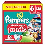 Pampers Baby-Dry Pants Paw Patrol Edition Größe 6, 138 Windeln, 13kg-19kg, 360° Passform hilft, Auslaufen zu verhindern