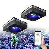 PopBloom 2 Stück RL90 WiFi Meerwasser LED-Lampe, 200W Aquarienbeleuchtung Reef Aquarium Beleuchtung Meerwasser Led für 65gal 90gal Marine Coral Aquarien