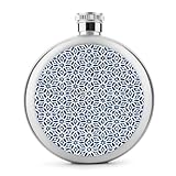 Edelstahl Flachmann Blau Und Weiß Whiskeyflasche Schnapsflasche Hip Flask Für Whiskey Rum Wodka 9x9cm