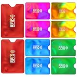 DOPENSPI 10 Stück Laser RFID Blocker Kartenhülle, 9,1x6,3cm Bunt RFID Kartenhalter Blockierende Hüllen KreditkartenhüLle NFC Schutzhülle ec Karten schutzhülle für Damen Herren