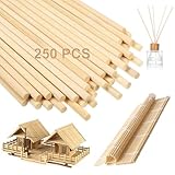 250 Stück Rundholz Holzstab,30cm Bambus Holzdübelstangen,Holzstäbe zum Basteln,Zuckerwatte Stäbchen,Unbehandelte Holzstäbe zum Basteln,Natur Holzstab für Diy Kunstprojekte Geschenke Dekorationen