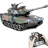 RC Panzer 1:18 Leopard 2, 2.4GHz Ferngesteuert Panzer, Modell Spielzeug mit Schussfunktion, Ferngesteuert 15 Kanal Kampfpanzer Modell, RC Spielzeug der BBs Abfeuern Kann, Für Erwachsene und Kinder