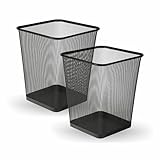 Storite Quadratischer Bürokorb, leichter Papierkorb aus Metallgitter, Mülleimer, Müll- und Mülleimer für Schlafzimmer, Küche, Badezimmer, Büro und Schule 2er-Set (schwarz)