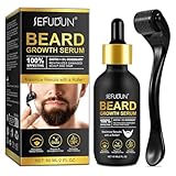 Bartwuchs Öl Mit Rosmarin& Biotin,60ML,Bartwuchs Serum & 0.25mm Roller Set für Bartwuchs Anregen,Beard Growth Oil & Roller Kit for Men,Bartpflege Set Bestes Geschenk für Männer/Vater