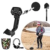 YRHome Metalldetektor Kit für Kinder und Erwachsene bis 30cm Leichter Metalldetektoren Kit 78-107cm Höhenverstellbare 2 Modi mit Suchspule, Tragetasche & Kopfhörer Metallsuchgerät (Typ B Schwarz)