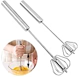 2 Stück Schneebesen, Multifunktionaler Handgehaltener Schneebesen, Halbautomatischer Schneebesen, Ballonschneebesen, Schneebesen Edelstahl, Milchaufschäumer Manuell für Mischen Schlagen Aufschäumen
