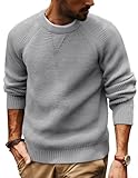 PJ PAUL JONES Herren Waffelpullover Winter Slim Fit Strickpullover Langarm Strickpullover Sweatshirts XL Grau