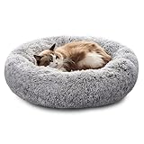 Pisi Bili Hundebett Katzenbett Waschbar flauschig orthopädische Hundebetten große und kleine Hunde Katzenschlafplatz für Katzen Donut - Grau 50 cm