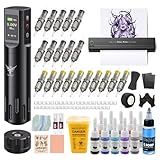 TATELF Tattoo Drucker Bluetooth mit Tattoo Maschine Set, Kabelloser Tätowiermaschine mit 1600mAh Batterien, Tattoo Zubehör Set Komplett Stencil Stuff Tattoo Farbe Nadeln