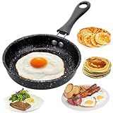 LOMUG Kleine Pfanne, 12cm Pancake Pfanne, Tragbar Camping Spiegeleipfanne mit Griff, Induktion Edelstahl Frying Pan, Antihaftbeschichtung Spiegeleipfanne für Eier, Speck, Schinkenscheiben, Steak