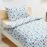 Amazon Basics Wendbarer Mikrofaser-Bettbezug für Kinder, 100 x 135 cm, mit 1 Kissenbezug (40 x 60 cm), Set für Babybett, Weltall-Abenteuer