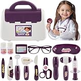 BUYGER Arztkoffer Kinder mit Elektrisch Stethoskop Thermometer, Medizinische Spielzeug, Tierarzt Doktor Rollenspiel, Geschenk für Kinder 3 + Jahren, Lila