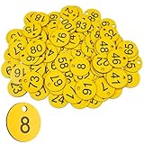 100 Stück Kunststoff Nummernschilder, 3.5cm Kleine Wasserdichte Zahlenmarken mit Loch, Runde Nummernschilder 1-100, ID Tags mit Loch, für Garderobe Auto Gepäck, Garderobe Hotel, Ohne Schlüsselringe