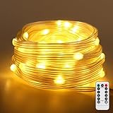 Mineup 10M Lichterschlauch Außen, 100 LEDs Wasserfest Lichtschlauch Außen mit Fernbedienung & Timer 8 Modi, 24V Led Schlauch für Innen Party Hochzeit Weihnachten Balkon Garten Dekolicht (Warm)