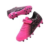 Hanani Fußballschuhe Kinder FG/AG Fussballschuhe Footballschuhe Jungen Mädchen Kids Kunstrasen Trainingsschuhe Soccer Schuhe Sportschueh Teens draußen Hallenfußball Indoor Outdoor Unisex Rosa EU33