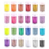 ieron Feiner Glitzer, extrafeiner Glitzerpuder, kosmetischer Glitzer für Nagelkunst, Bastel-Glitzer für Weihnachten/Körpernägel, Glitzerbecher zum Selbermachen/Malkarten/Hochzeits-Glitzer, 24 Farben