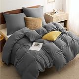 BEDSURE Bettwäsche 135x200 4teilig Anthrazit - 2 Bettbezüge 135x200 cm + 2 Kissenbezüge 80X80 cm, ÖKO-TEX Bettwäsche-Sets Grau Polyester Mikrofaser mit Reißverschluss