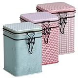 3er Set Teedosen, Vorratsdosen BELLA, rosa + blau + rot, für je 150 g, Eigenart