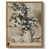 ARPEOTCY Leinwand Bilder mit Rahmen, Vintage Wandbilder, Klassisch Wand Deko Wohnzimmer Schlafzimmer Badezimmer Küche, Bauernhaus Zimmer Deko Aesthetic, Blumen Painting, 20x25cm, klein