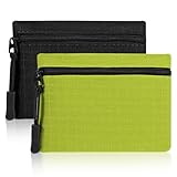 GEEHUA 2 Stück Mini Geldbörse Damen, Leinwand Münzbeutel Mini Geldbeutel Klein und im Kurzformat Brieftasche Mini Münzbeutel Münzgeldbörse für Kinder Erwachsene(grün+schwarz)