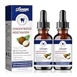 Minze Und Kokosöl Mundspülung, Bio Kokosöl Mundwasser Mit Ätherischen Ölen, Frischer Atem Zahnsteinentfernung Und Zahnaufhellung, Kokosöl Bio Mouthwash Für Mundgeruch Bekämpfen (2Pcs, 59ml)