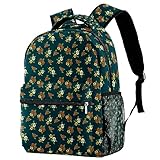 Reise Laptop Rucksack, Arbeitstasche Laptoptasche mit Taschen Business Rucksack Schulrucksack Geschenk für Männer und Frauen, Rosa Blätter, Mehrfarbig 6, 29.4x20x40cm/11.5x8x16 in