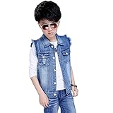 LSERVER Ärmellos Jeans Weste Kinder Jungen Winterjacke Jeansjacke Slim Outwear,146