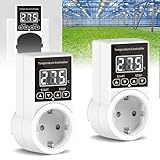 GOMETY Temperaturregler Steckdose mit Fühler, 230V Digital Thermostat Steckdose, Heizung Digital Temperaturregler mit LCD Bildschirm für Gewächshaus Terrarium (1)