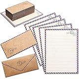 Pipilo Press Briefpapier und Umschläge Vintage-Design (Set, 48 Stück) - Einseitig Bedruckt - Umschläge aus 120 g/m² Kraftpapier