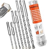 BAUBECK SDS Plus Bohrer Set für Beton [7tlg - Ø5-12 bis zu 210mm lang] - Langlebig und Robust aus 40CR Stahl für Präzise Ergebnisse - Bohrer Set Beton Schlagbohrer SDS Bohrer Stein Betonbohrer