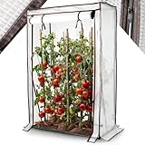 Arebos Tomatengewächshaus Foliengewächshaus | Gewächshaus klein | Tomatenhaus, Treibhaus mit Tür zum Aufrollen | 100 x 50 x 150 cm Frühbeet, Gemüse, Blumen, Obst, Garten | Gewächshausfolie