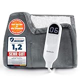 BEDSURE Heizdecke Heizdecke mit Abschaltautomatik - Wärmedecke mit 6 Heizstufen & 10 Stunden Timer, bis zu 8 Stunden Überhitzungsschutz, Elektrische Kuscheldecke für Home & Office, 130x180 cm, Grau