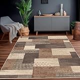 Calinline Moderne Geometrische Patchwork Indoor Wohnzimmer Teppich, Beige 160x230 cm Große Teppiche Rockwood Sammlung Böden Dekor für Schlafzimmer, Beige Weich Kurzflor Waschbar Teppich Gegend