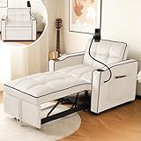 Generisch Ausziehbares Schlafsofa 3-in-1 mit Getränkehalter & Handyhalter - Einzel-Sofa-Liegestuhl bis 167 cm, Sessel und Schlafstuhl in Einem - Platzsparend für kleine Räume (83x167x76 cm)